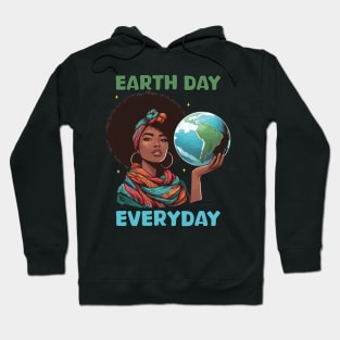 Earth Day Everyday Afro Hair Women Earth Day 2024 Funny Hoodie